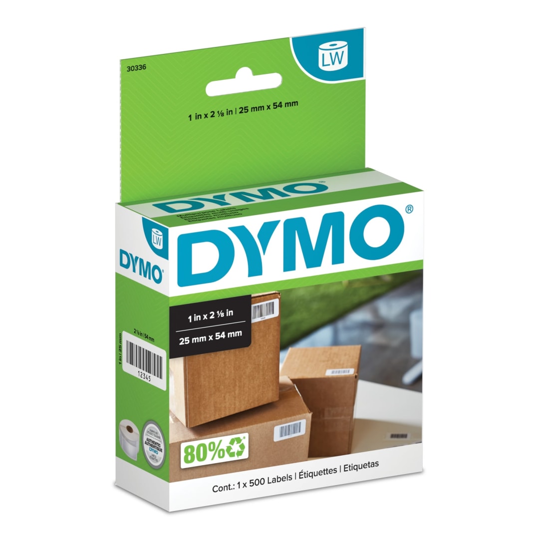 DYMO® Authentic LW Multi-Purpose Labels, DYMO® Labels for LabelWriter™ Printers, Great for Barcodes, 1" x 2-1/8", 1 Roll of 500