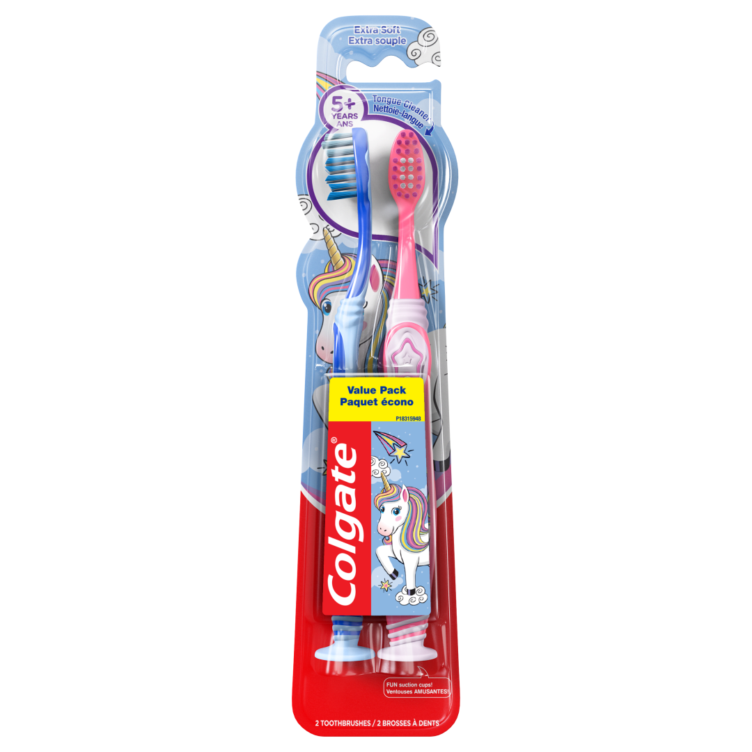 Colgate Kids Unicorn Toothbrush, Extra Soft for Children 5+ Years Old 2 pack