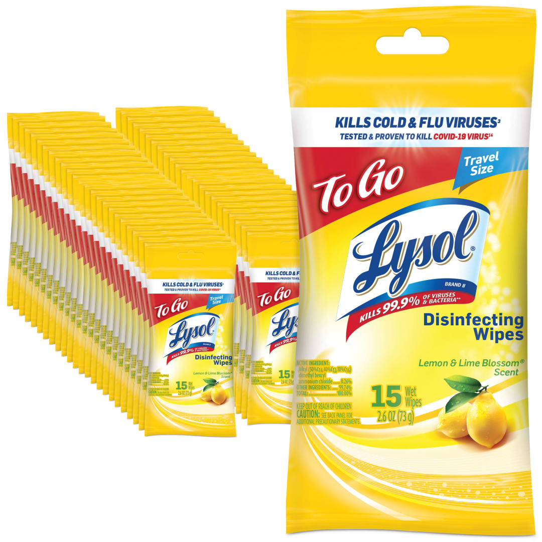 LYSOL® Disinfecting Wipes - Lemon & Lime Blossom® To-Go Flatpack 48/15 ct.