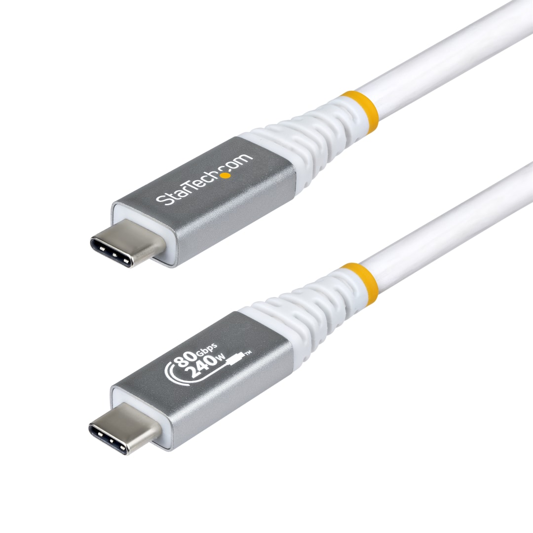USB4 80Gbps 240W EPR Cable 3ft 100cm USB IF Cert White