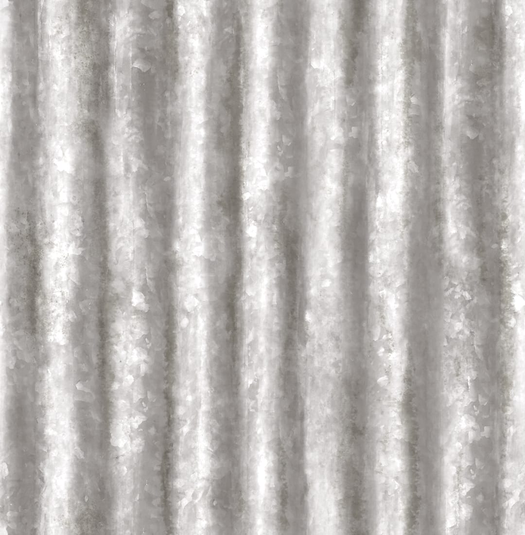 Silver Corrugated Metal Wallpaper