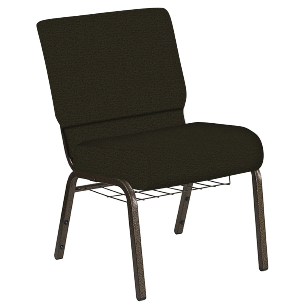 21''W Church Chair in Mirage Mint Cider Fabric with Book Rack - Gold Vein Frame