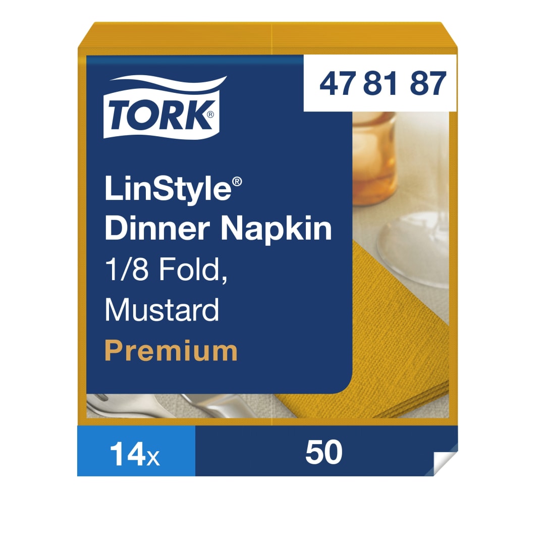 Tork Premium Linstyle® Mustard Dinner Napkin 1/8 Folded