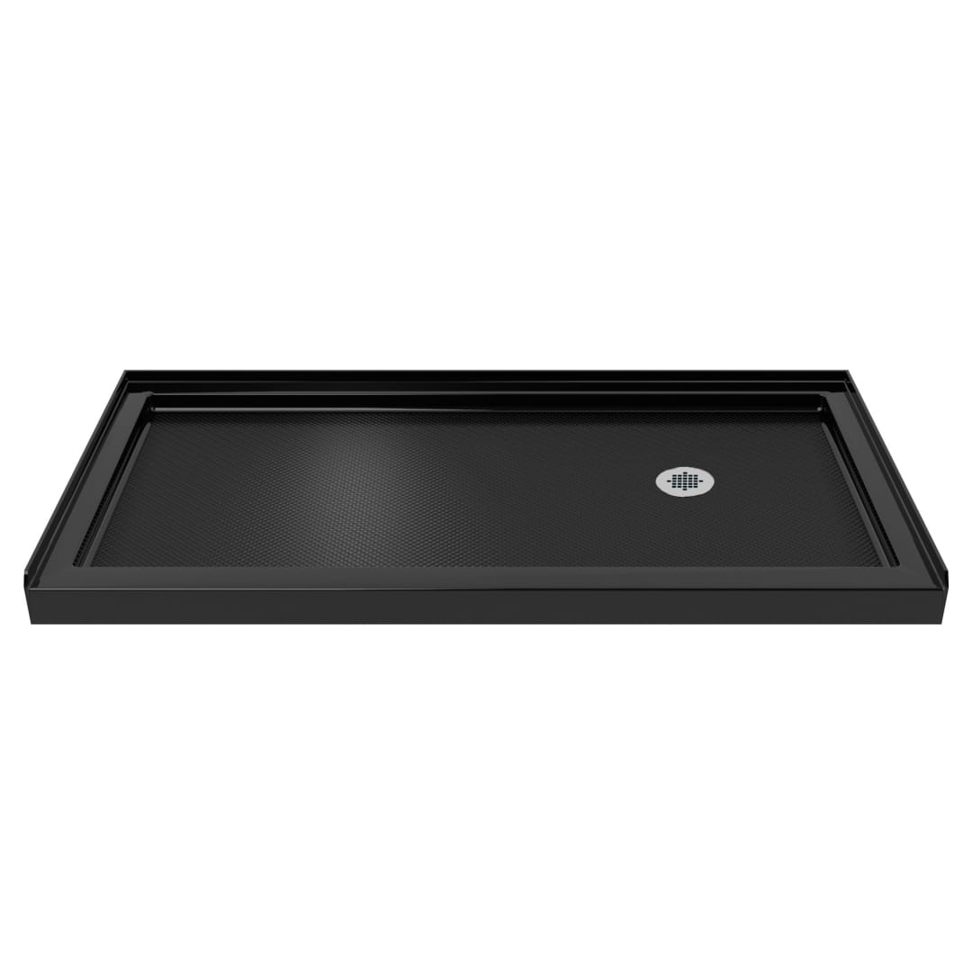 DreamLine SlimLine 32 inch D x 60 inch W x 2 3/4 inch H Right Drain Single Threshold Shower Base in Black