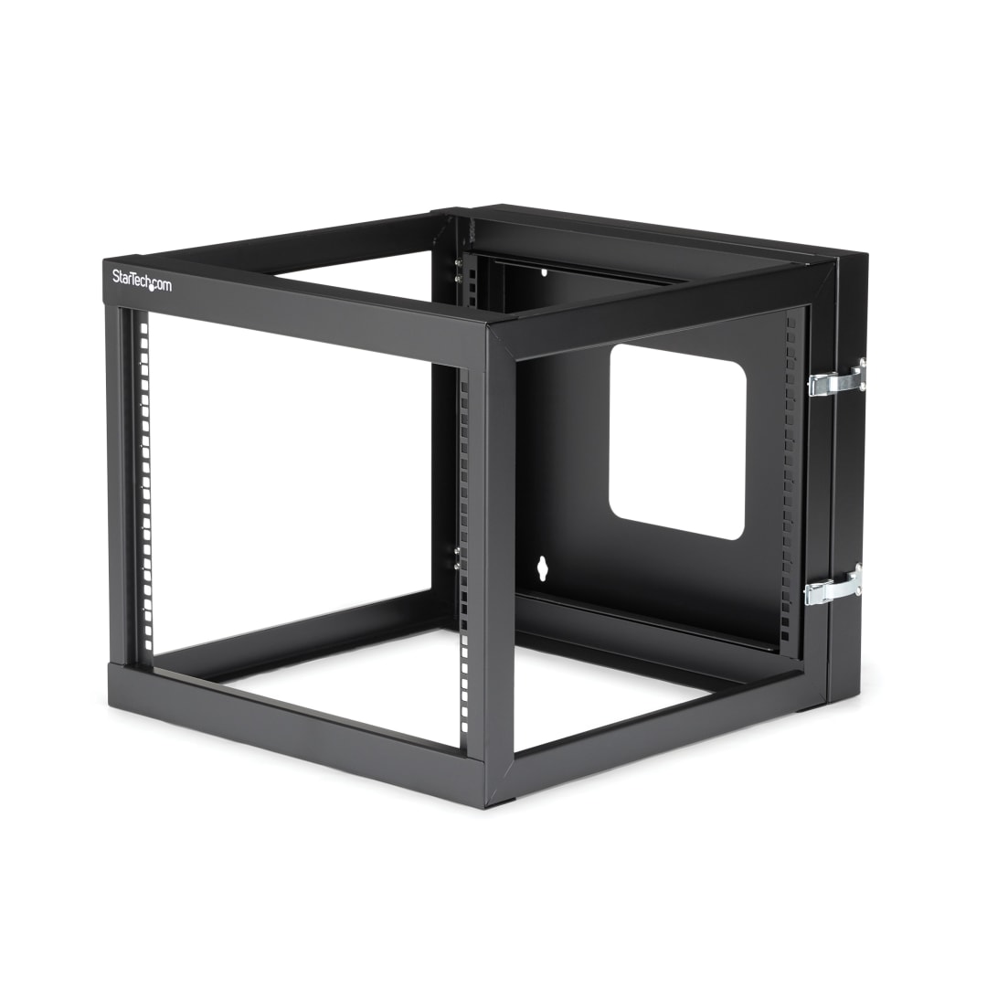 8U Hinged Open Frame Wall Mount Equipment Rack