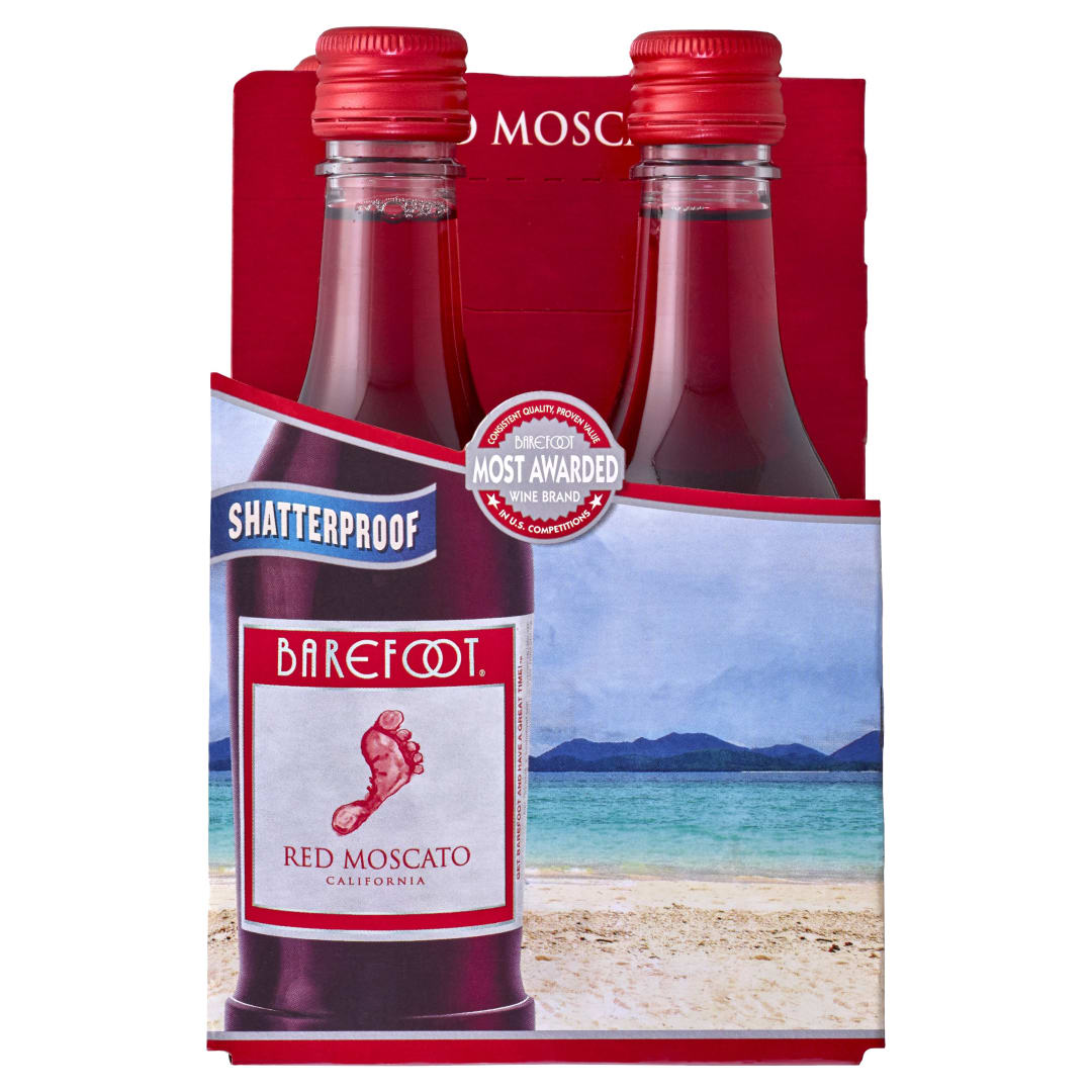 Barefoot Cellars Red Moscato Red Wine 4 Single Serve 187ml Bottles