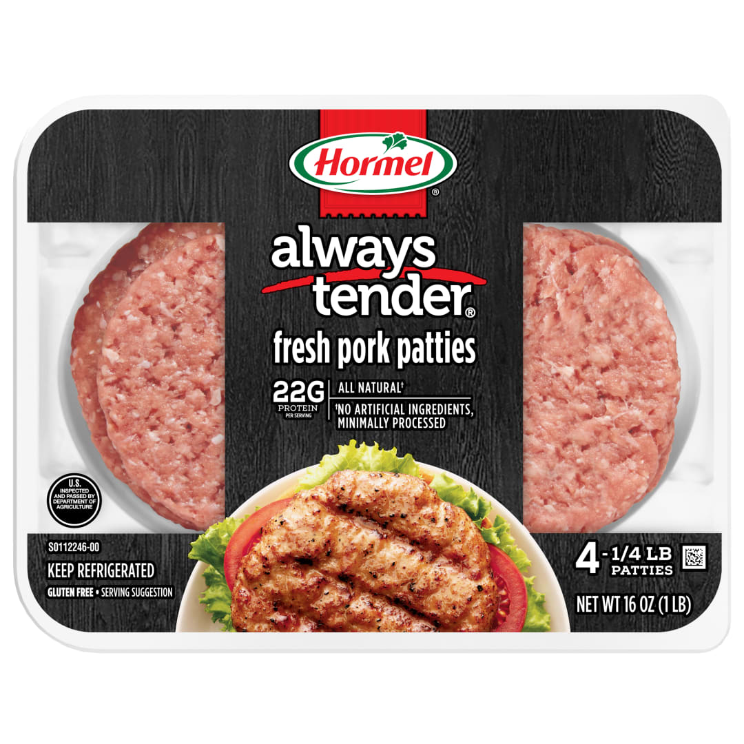 HORMEL ALWAYS TENDER Ground Season Pork Burger Patty 1 LB