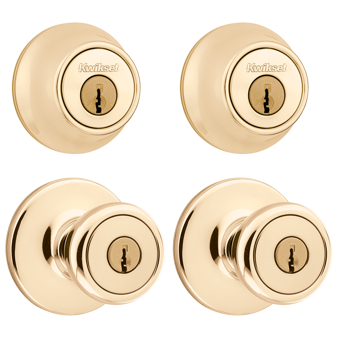 242 Tylo Keyed Entry Knob and Single Cylinder Project Pack in Polished Brass
