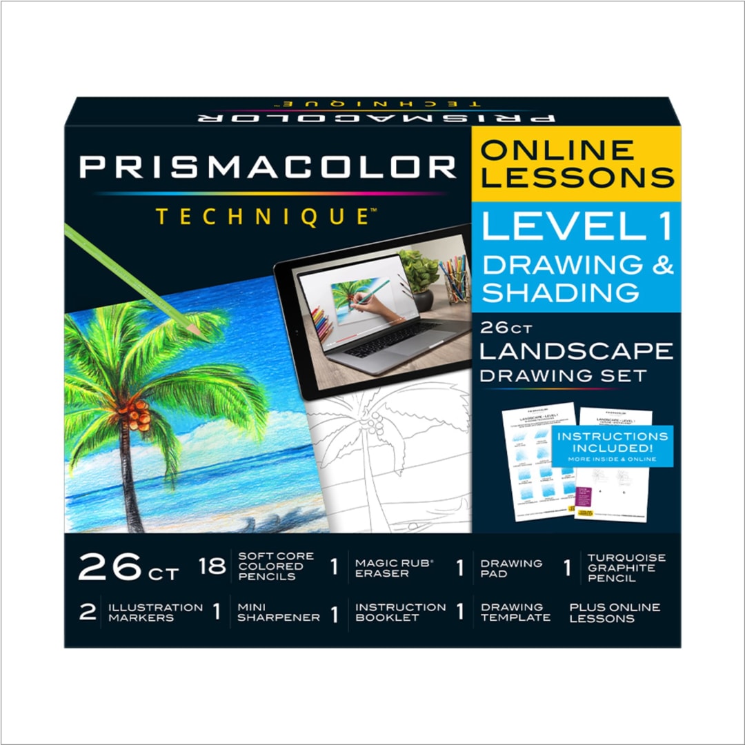 Prismacolor® Technique, Art Supplies and Digital Art Lessons, Landscape Drawing Set, Level 1, 26 Count