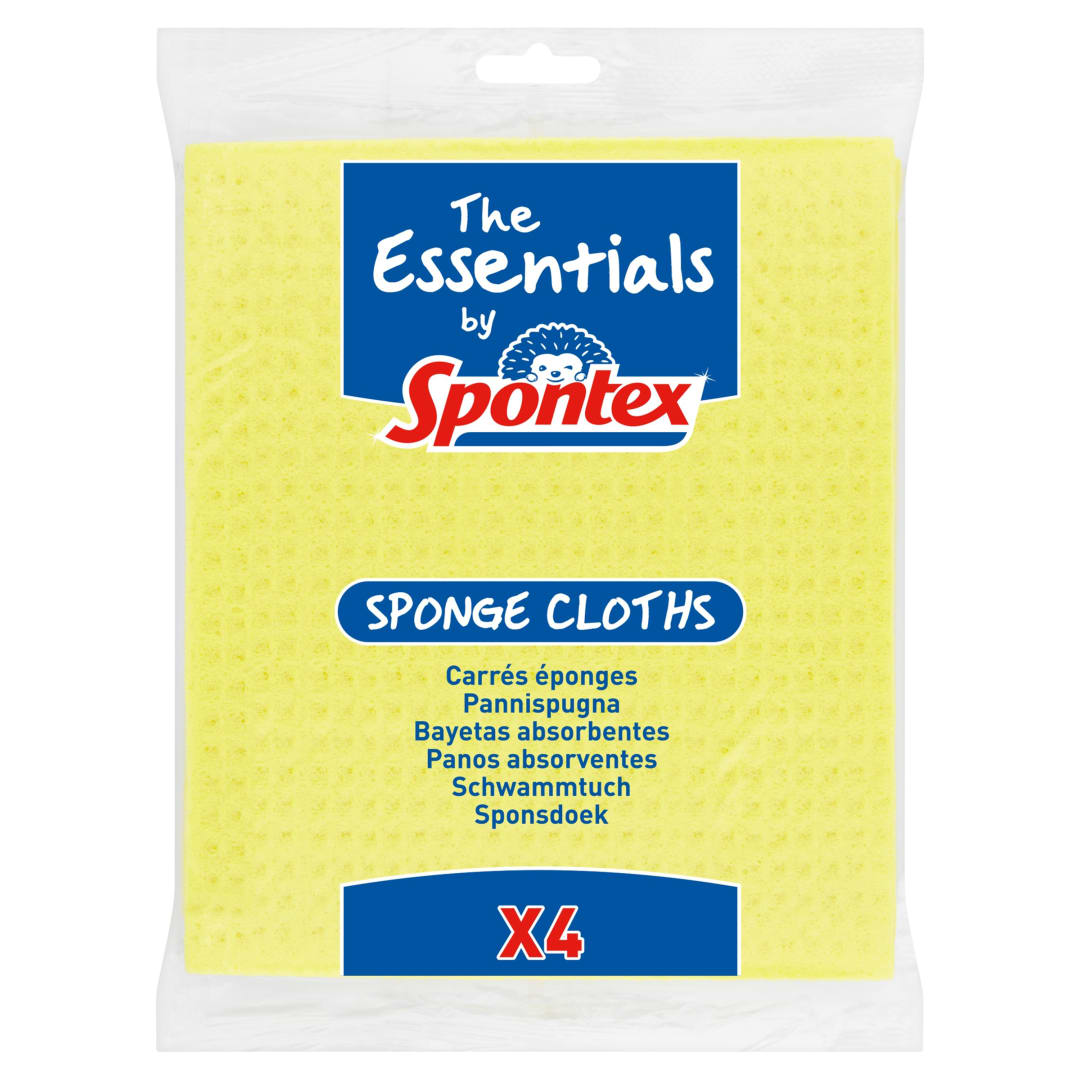 Bayetas absorbentes The Essentials de Spontex | Paños superabsorbentes para fregar y secar | 100 % pulpa de madera con certificación PEFC | Paquete de 4
