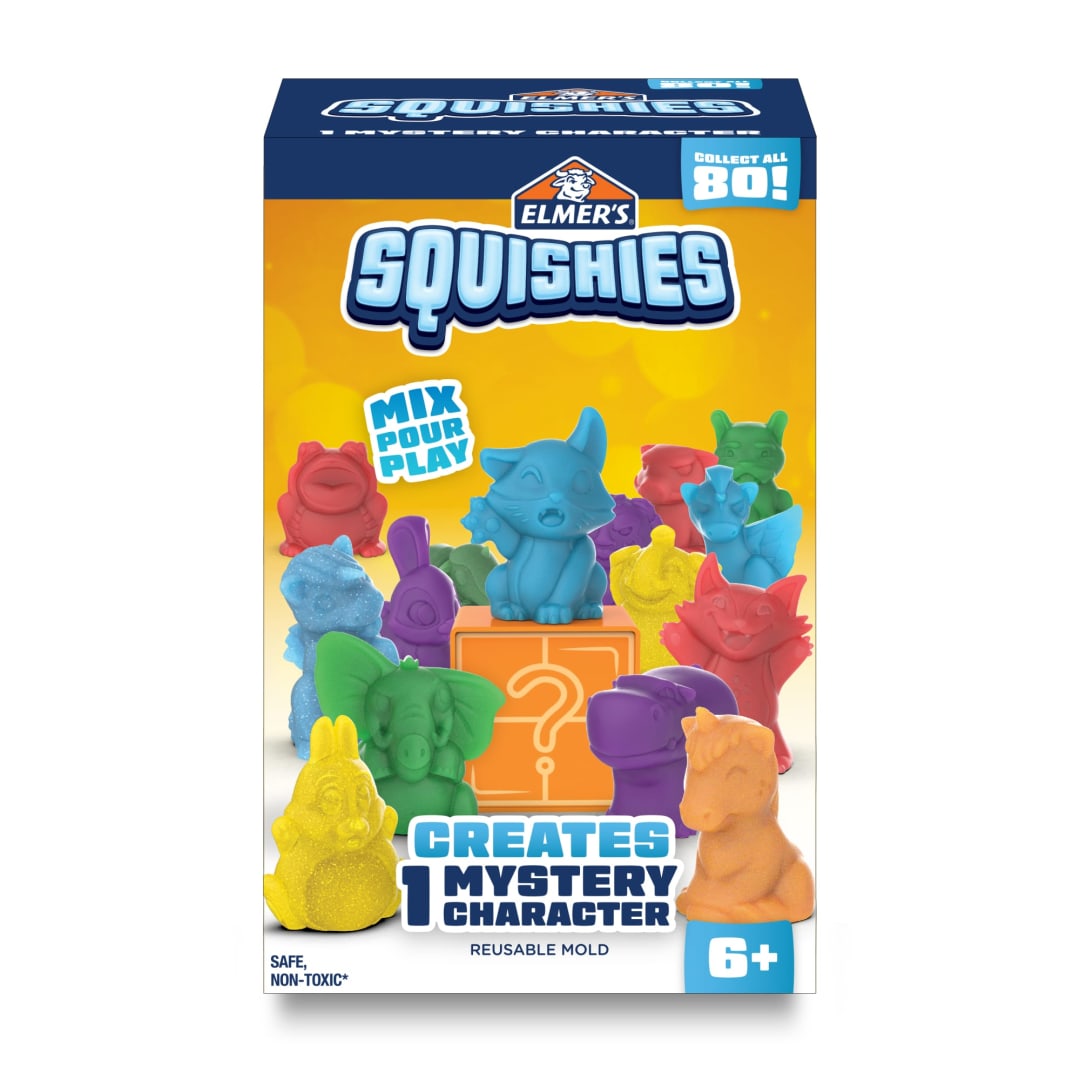 Elmer’s Squishies Kids’ Activity Kit, DIY Squishy Toy Kit Creates 1 Mystery Character, 6 Piece Kit
