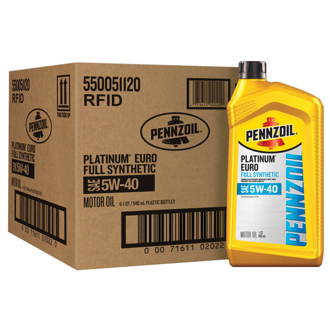 Pennzoil Platinum Euro Full Synthetic 5W-40 Motor Oil, 1 Quart (6 Pack)