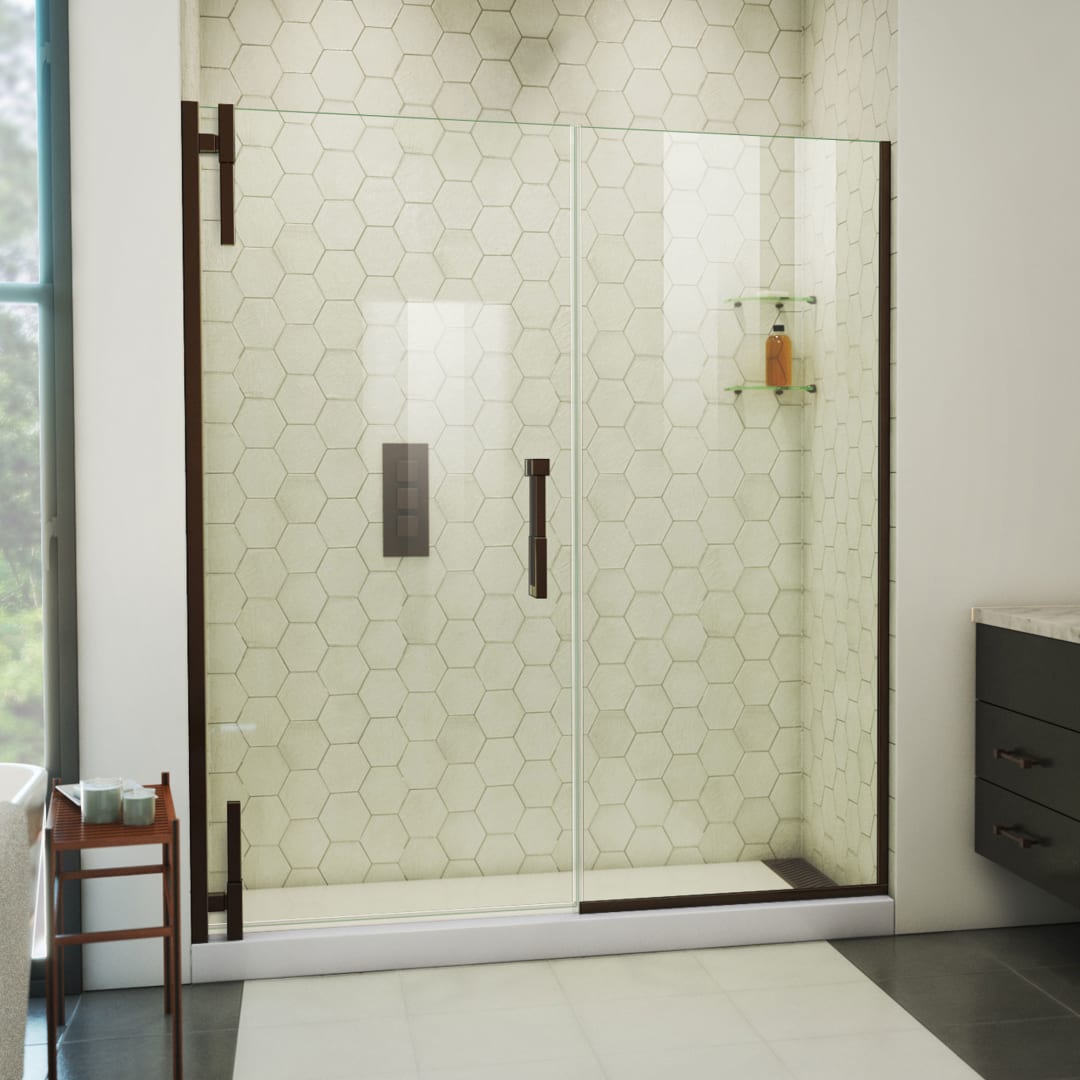 DreamLine Ascend 62 1/2 - 63 1/2 inch W x 72 inch H Frameless Pivot Shower Door in Oil Rubbed Bronze