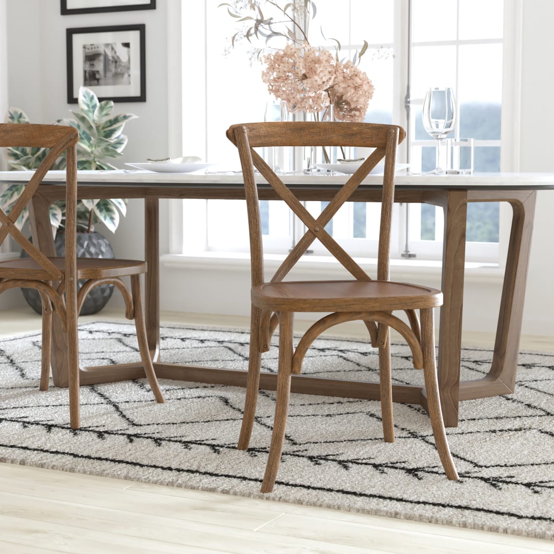 Advantage Hand Scraped and Stained Dark Natural Finish X-Back Chair