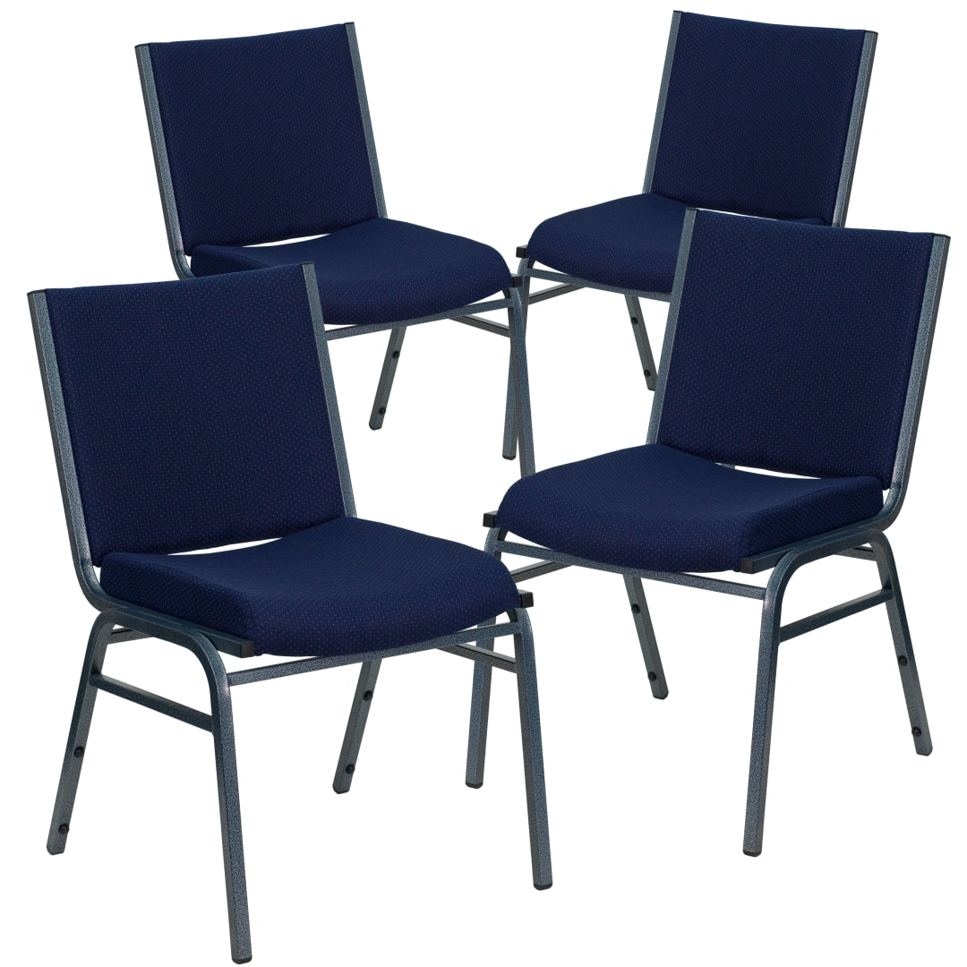 4 Pack HERCULES Series Heavy Duty Navy Blue Dot Fabric Stack Chair