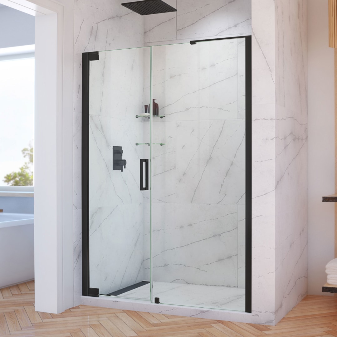 DreamLine Elegance-LS 63 3/4 - 65 3/4 inch W x 72 inch H Frameless Pivot Shower Door in Matte Black