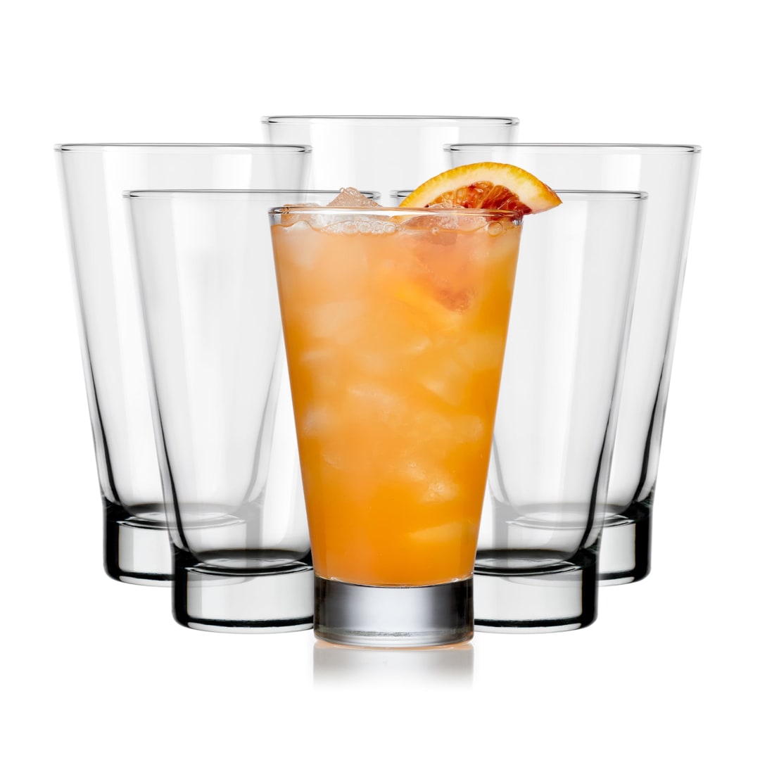 Libbey Modern Bar Essentials Tumbler Glasses, 14-ounce, Set of 6