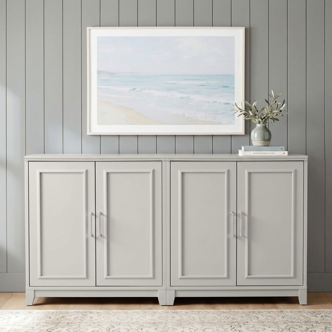 Lily Pond Set of 2 Modular Storage Cabinets with Adjustable Shelf, Soft-Close Doors with Brushed Stainless Steel Hardware, Sharkey Gray