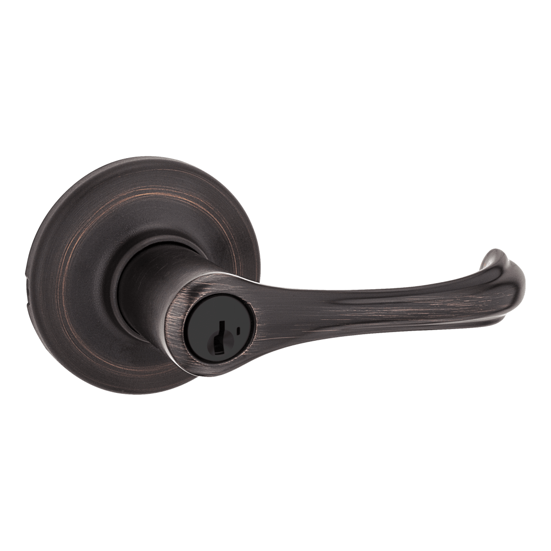 Dorian Keyed Entry Lever in Venetian Bronze featuring SmartKey Security