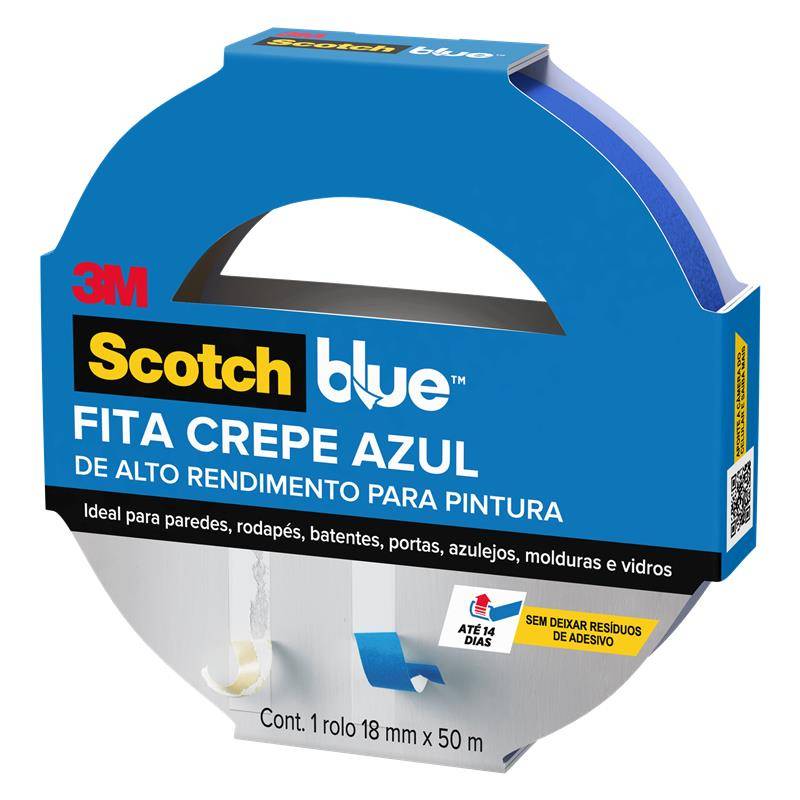 Fita Crepe Profissional 3M™ ScotchBlue™, 18 mm x 50 m