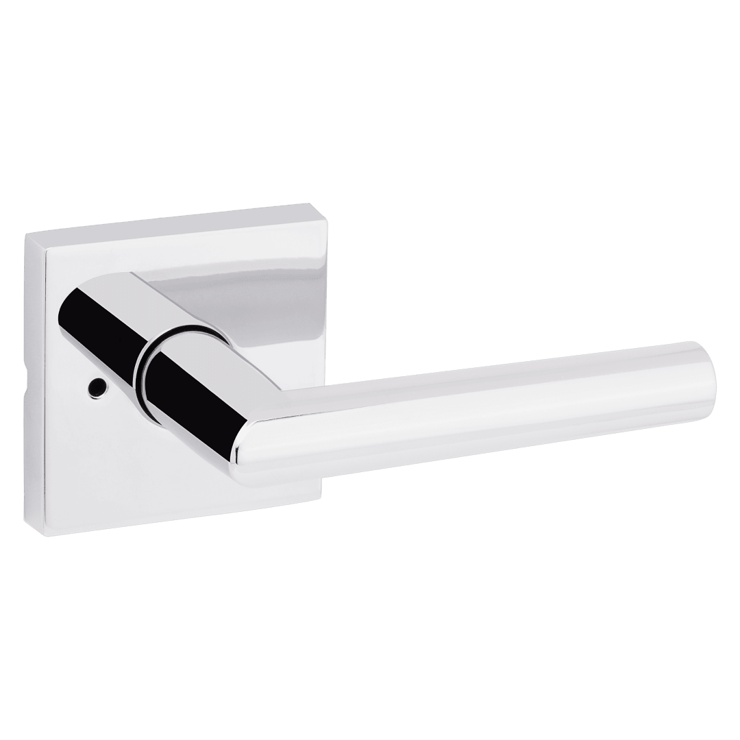 Milan Bed/Bath Door Lever in Polished Chrome with Square Rosette