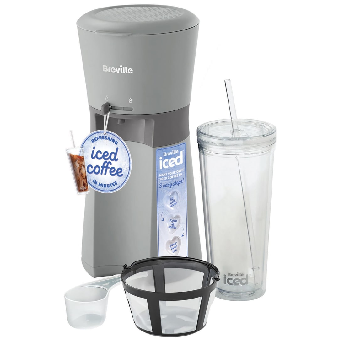 Breville Iced Coffee Maker | Plus Coffee Cup with Straw | Ready in Under 4 Minutes | Grey [VCF155]