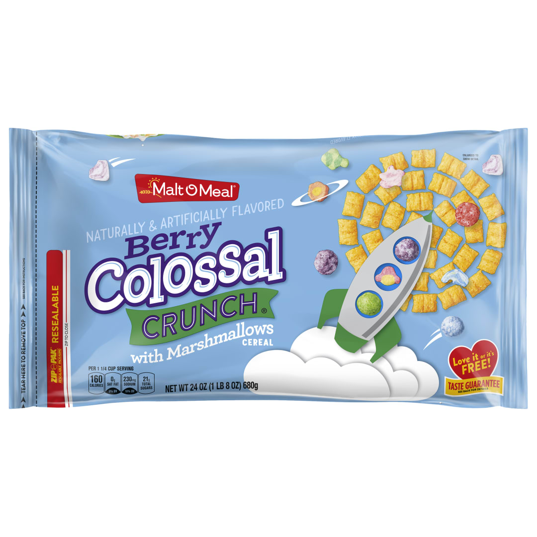 Malt-O-Meal Berry Colossal Crunch with Marshmallows Breakfast Cereal, 24 oz Resealable Bag
