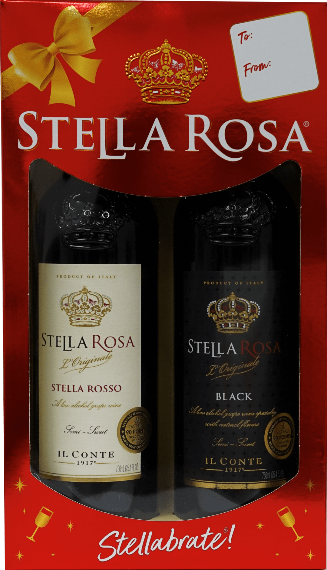 Stella Rosa Rosso and Black Semi-Sparkling Red Wine Red Box VAP 2Pk/750 ml