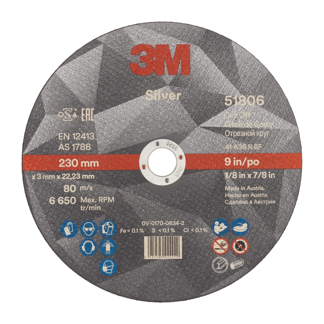 3M™ Silver Kesme Taşı, T41, 230 mm x 3 mm x 22.2 mm