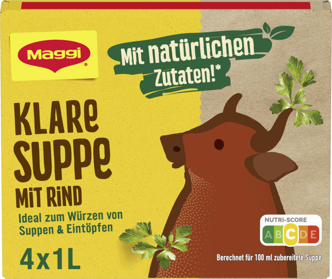 MAGGI Klare Suppe mit Rind Faltschachtel 80g, ergibt 4x1L