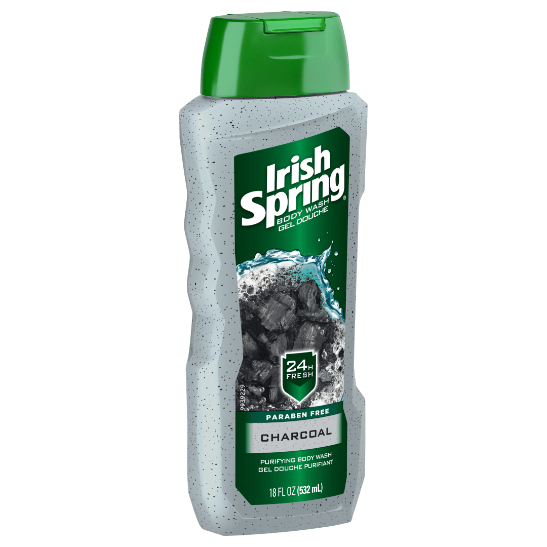 Irish Spring Charcoal Men's Face & Body Wash, Moisturizing Body Wash Washes Away Bacteria - 18 fluid ounce.