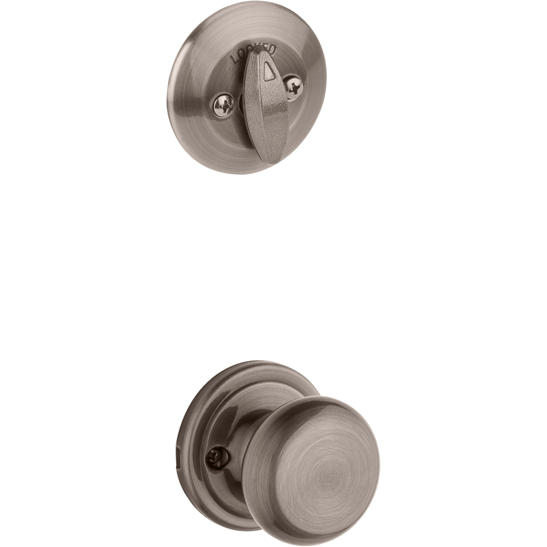 604 Single Cylinder Interior Pack w/Hancock Knob for Kwikset Series Handlesets in Antique Nickel