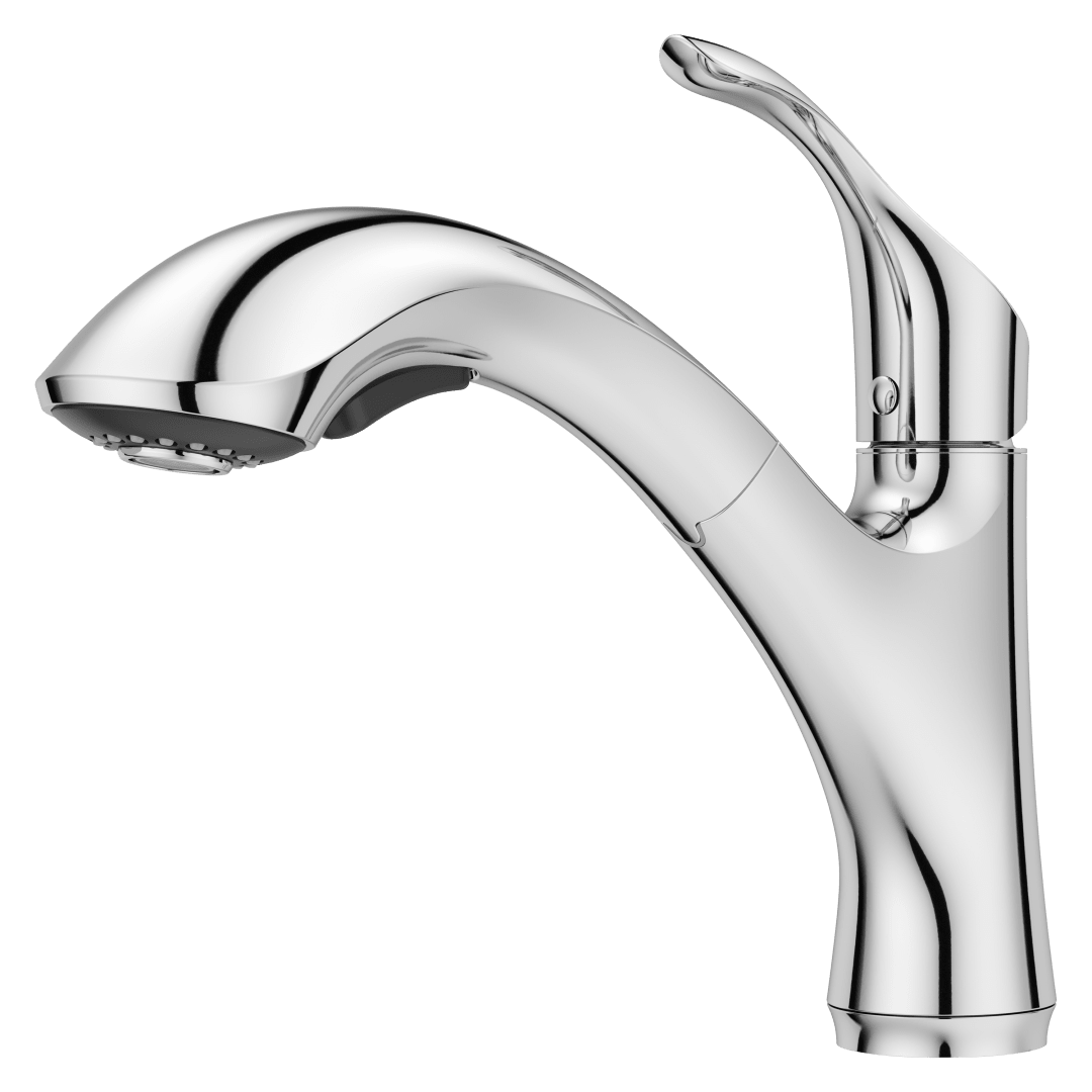 Corvo1-Handle Pull-Out Kitchen Faucet in Polished Chrome