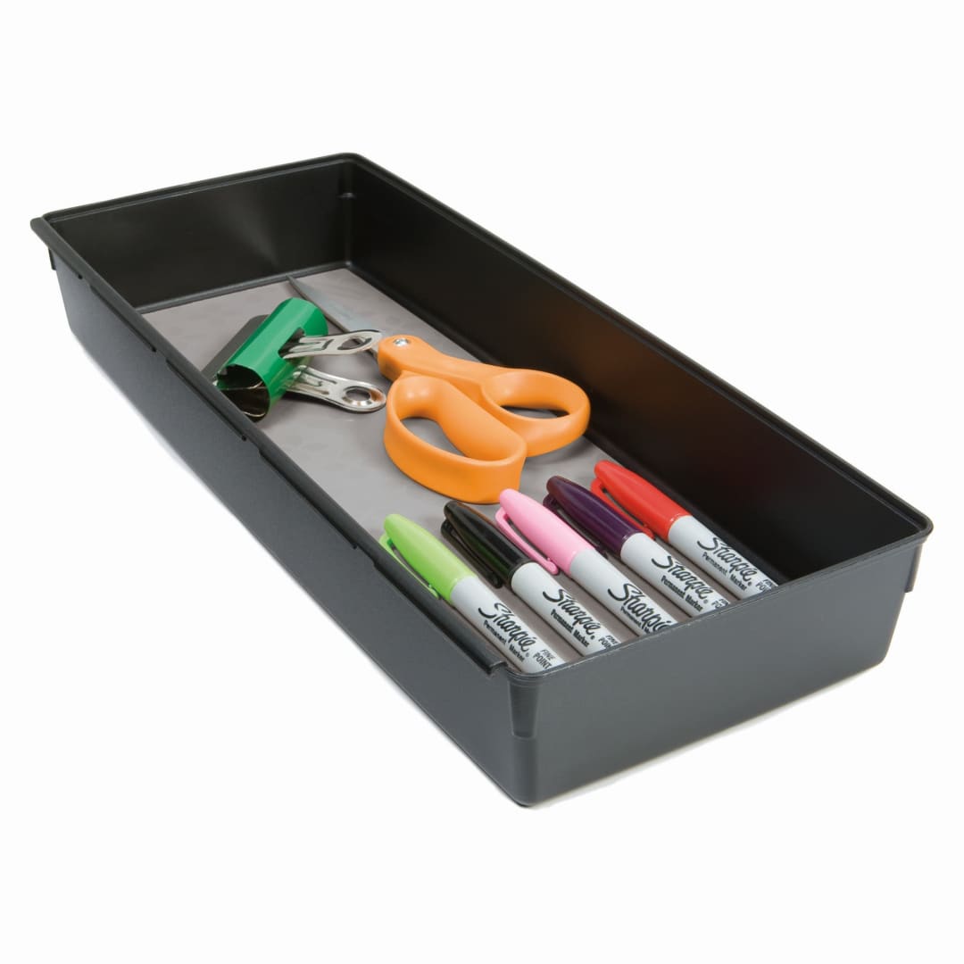 Rubbermaid® Interlocking Drawer Organizer, 15 by 6 by 2-Inches, Black