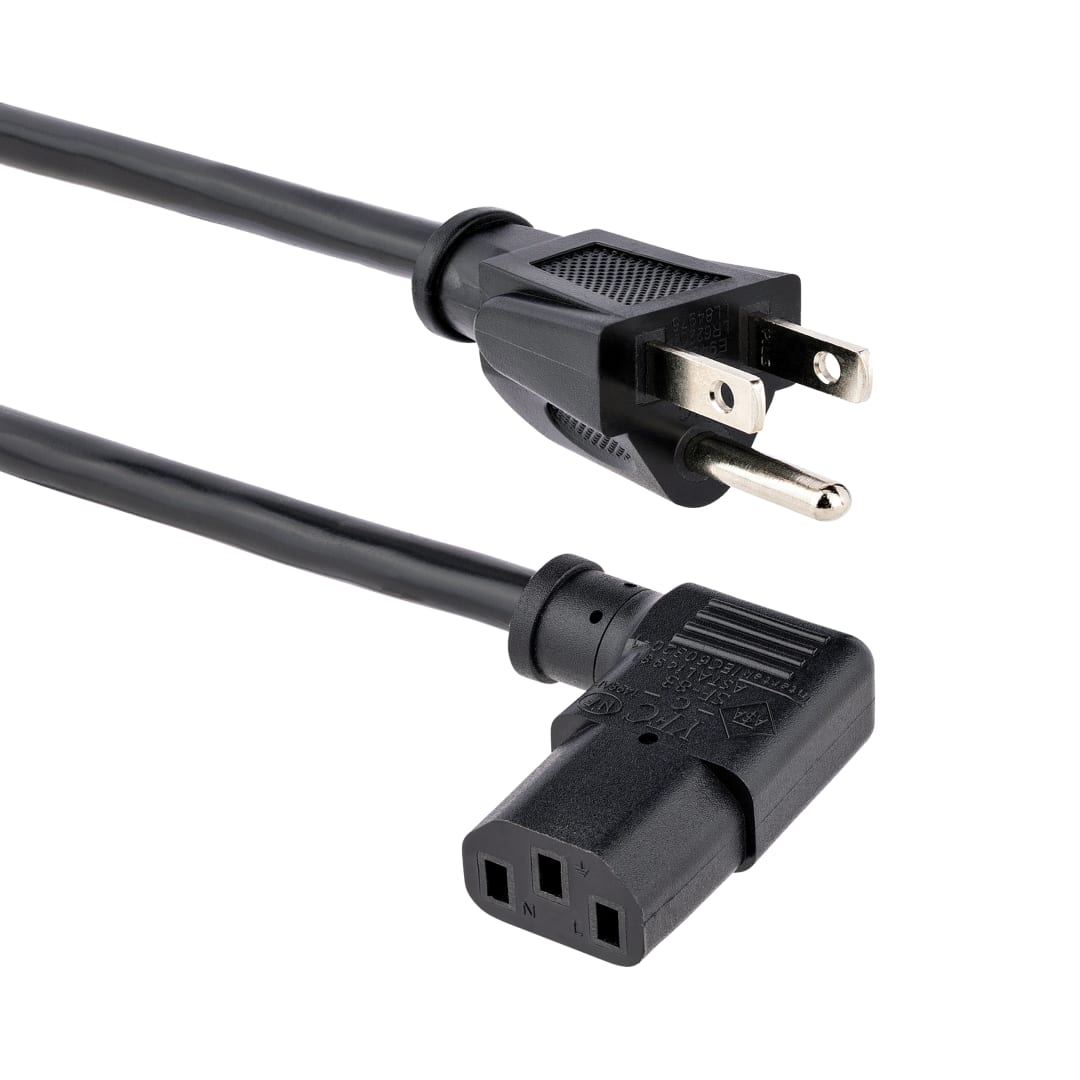 10ft NEMA 5-15 to C13 Right Angle Power Cable