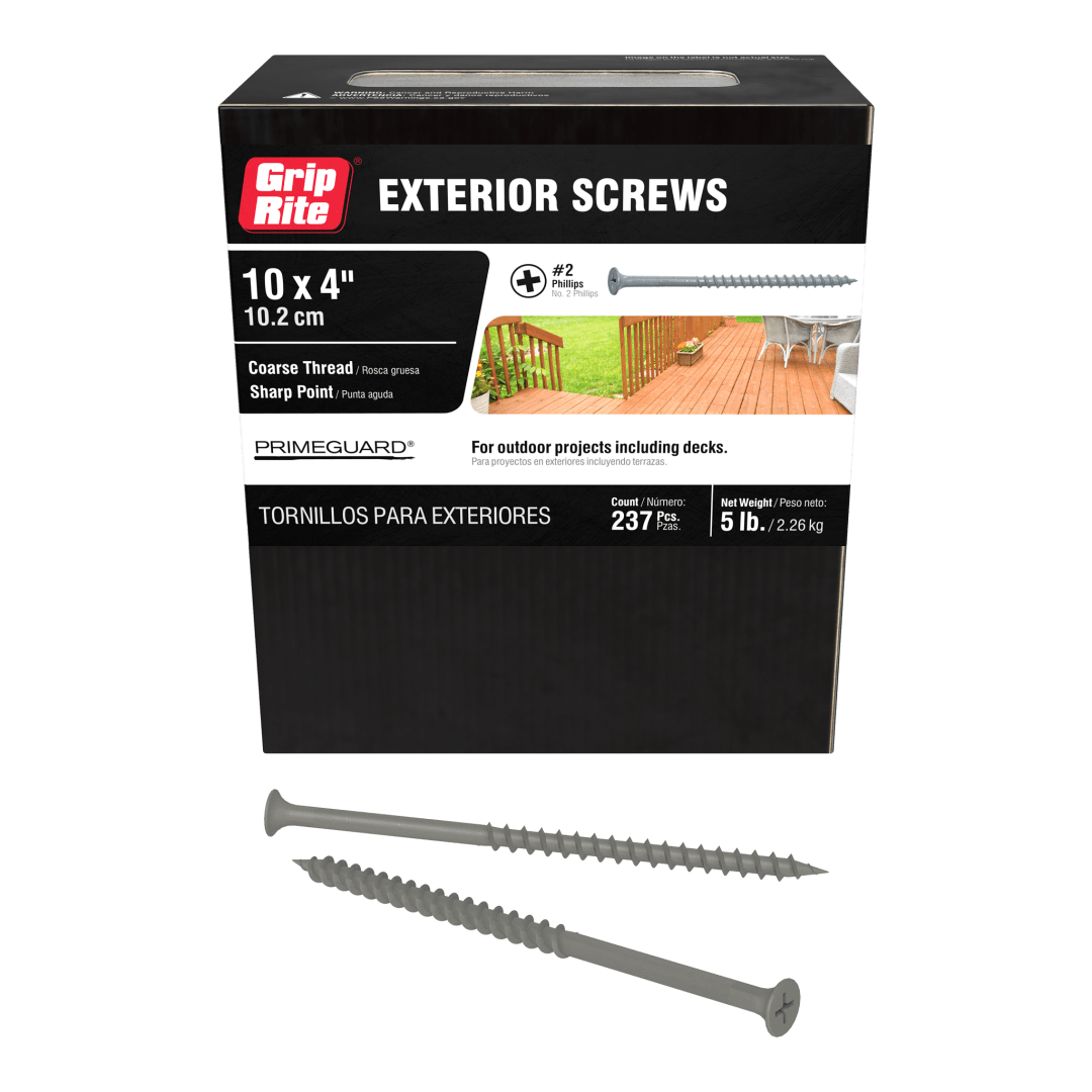 Grip-Rite 4" Pg Ten Exterior Screw 5Lb Hand Drive Exterior Construction Screws