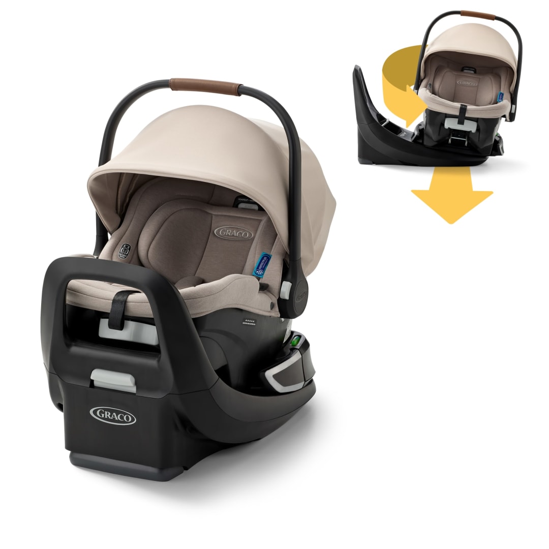 Graco SnugRide Turn & Slide Rotating Infant Car Seat, Sandstone