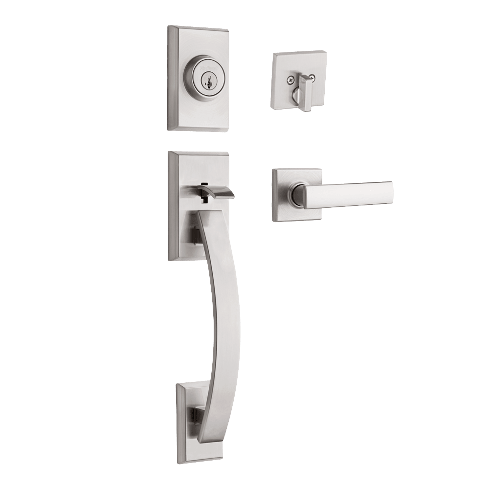 Tavaris Single Cylinder Handleset w/Vedani Lever featuring SmartKey Security™ in Satin Nickel