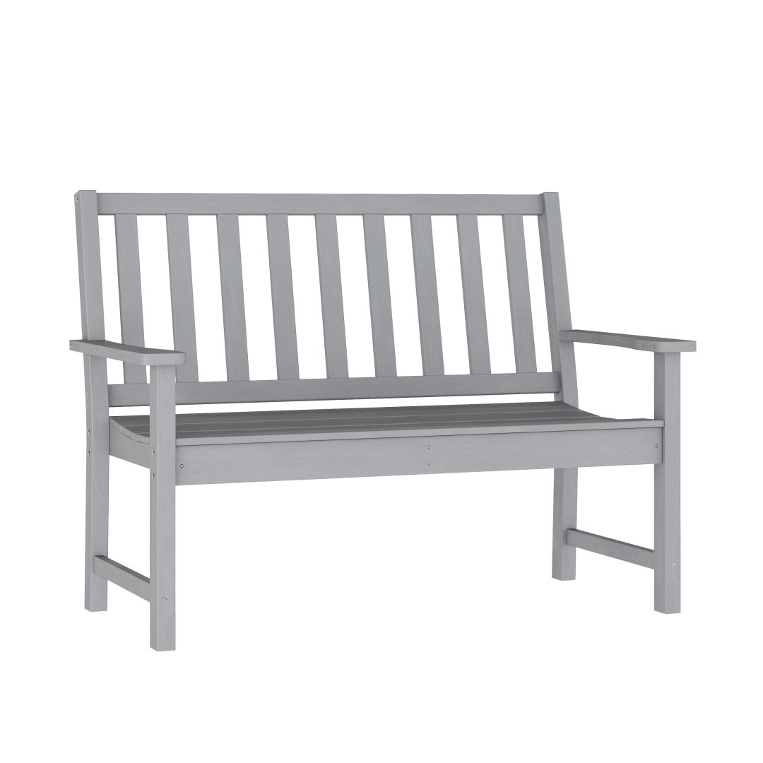 Ellsworth Commercial Grade 50" All Weather Indoor/Outdoor Recycled HDPE Bench with Contoured Seat in Gray