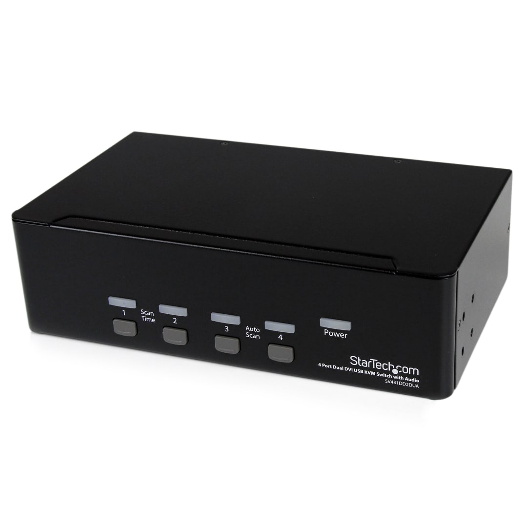 4 Port Dual DVI USB KVM Switch with Audio USB 2 0 Hub