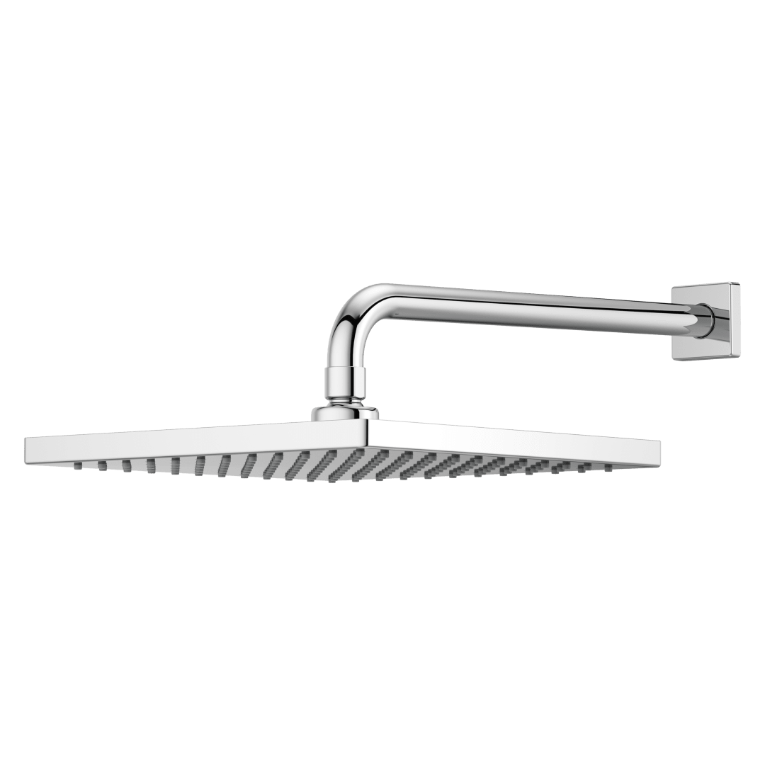 Modern 10 in. Square Showerhead, Arm and Flange in Polished Chrome