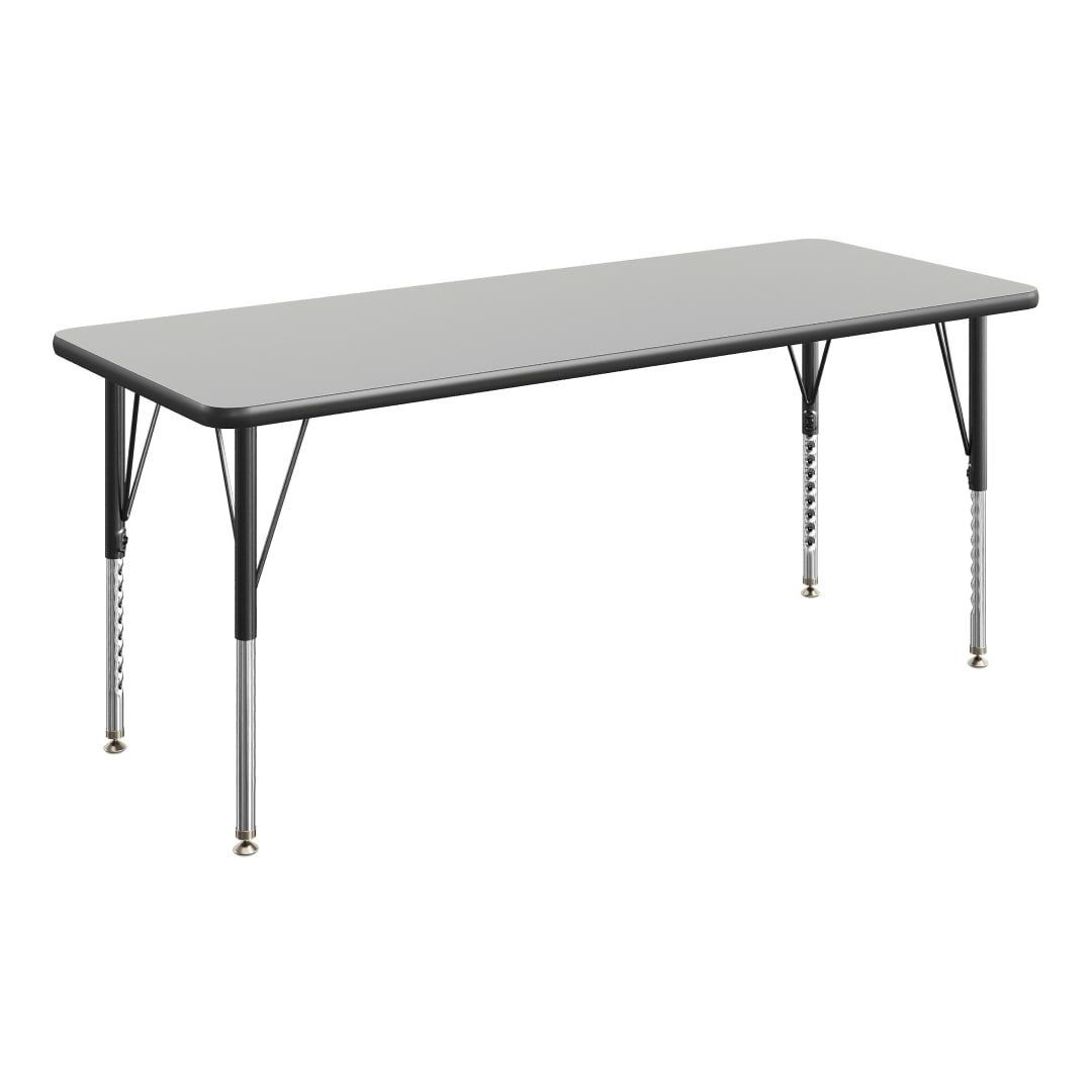 Wren 60" x 24" Adjustable Height Activity Table, Thermal Laminate Top, Short Legs, Gray