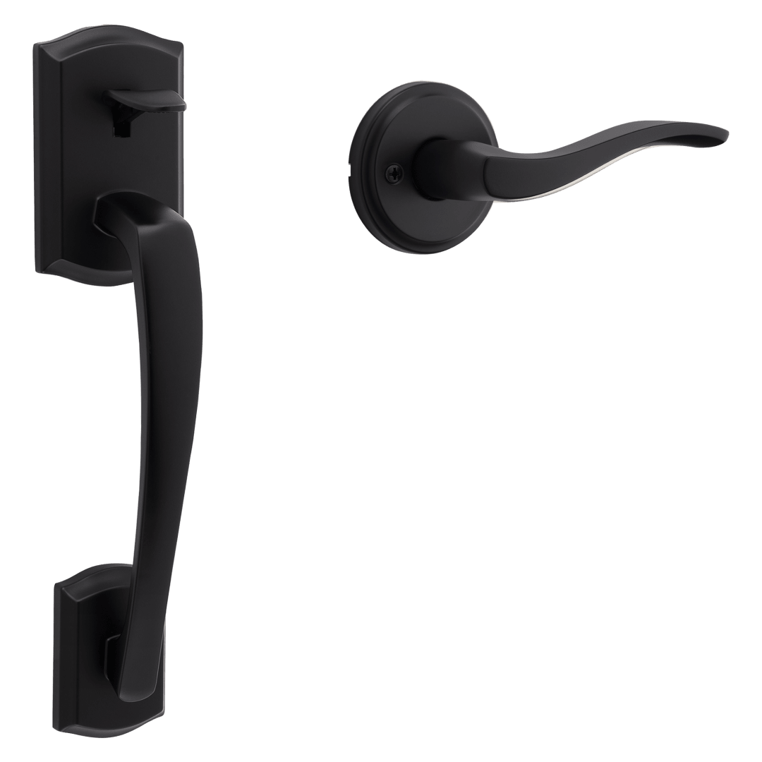 Prescott Handleset in Matte Black with Microban Protection