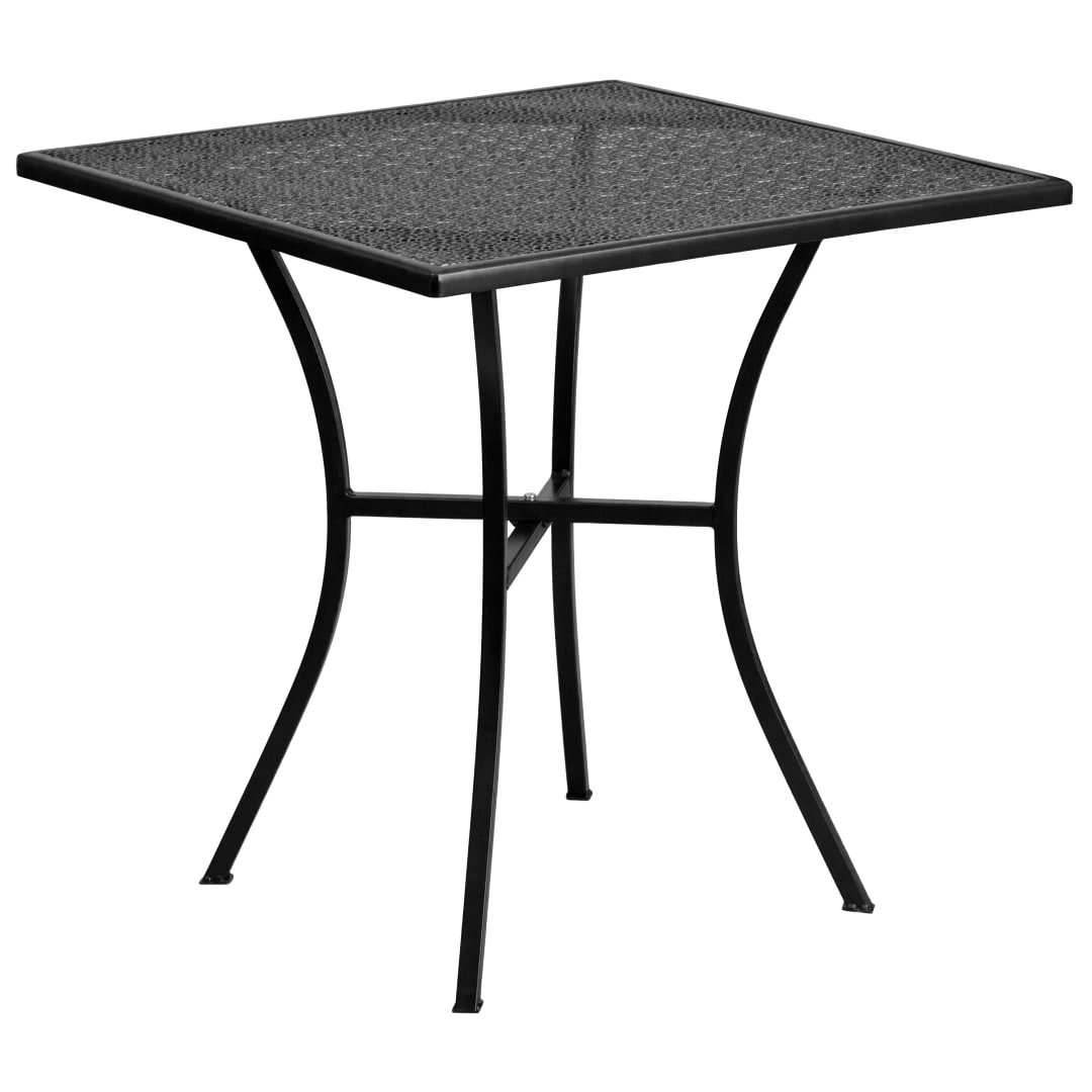 Oia Commercial Grade 28" Square Black Indoor-Outdoor Steel Patio Table