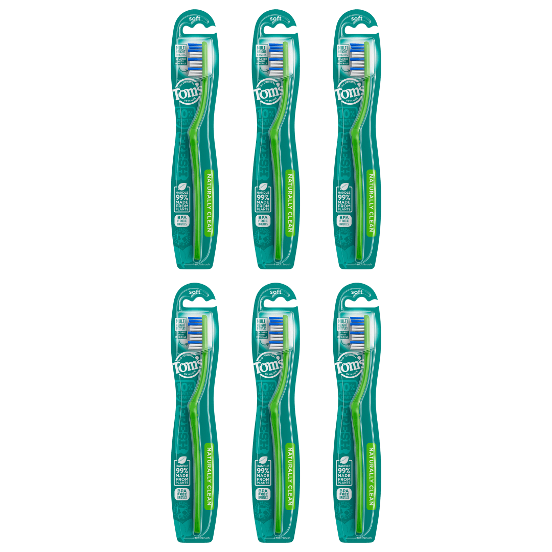 Tom's of Maine Naturally Clean Toothbrush, Soft, 6-Pack
