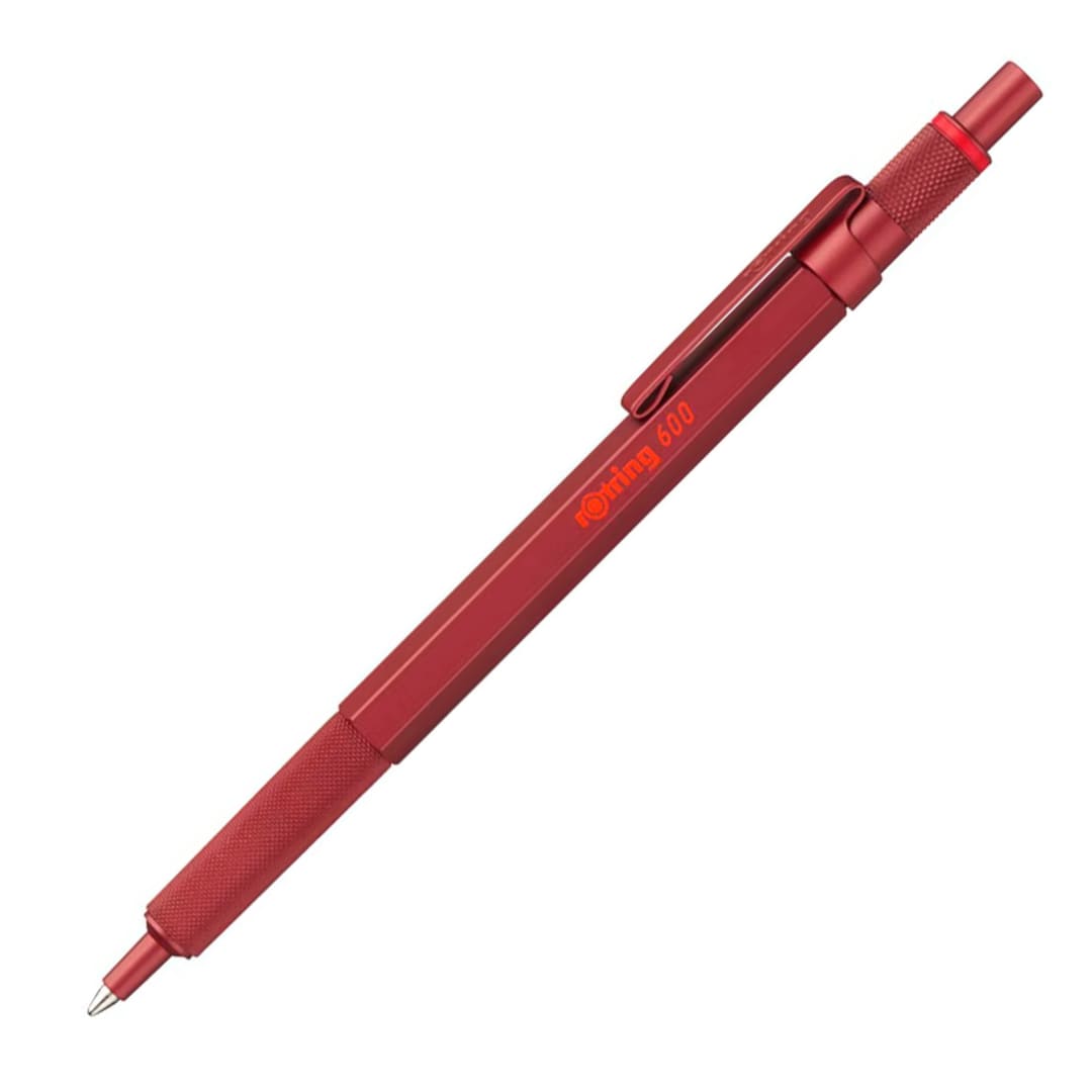 rOtring 600 Ballpoint Pen, Medium Point, Black Ink, Red Barrel, Refillable