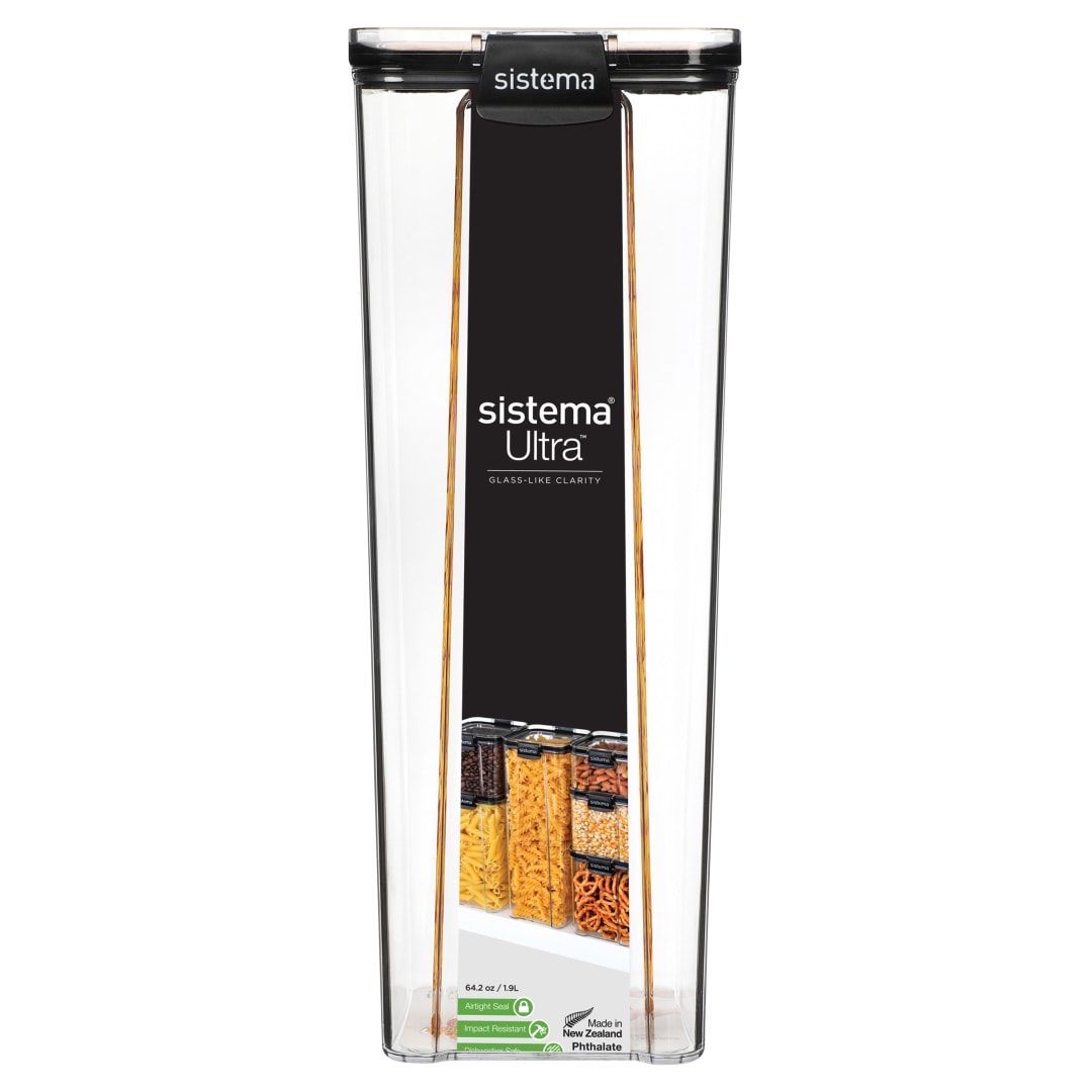 Sistema Ultra recipientes de almacenamiento herméticos de Tritan para despensas y cocinas | 1,9 l recipiente de plástico para guardar alimentos | Apilables | Sin BPA