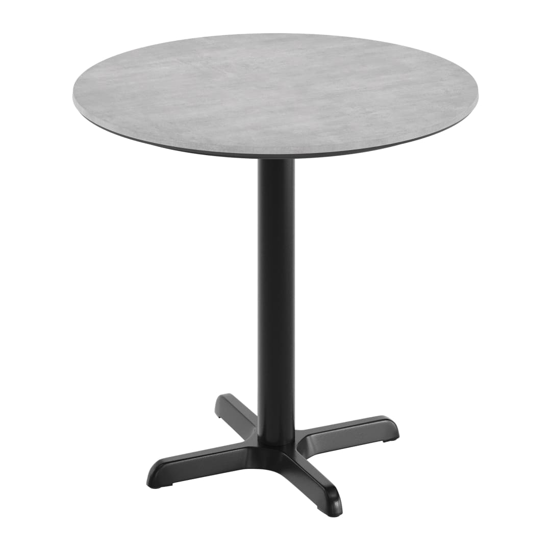 TopGuard 31.25" RD Tabletop, Seamless Surface Technology, Gray Faux Concrete, 22x22 Black Table Height X-Base, Moisture, Scratch, Heat, UV Resistant