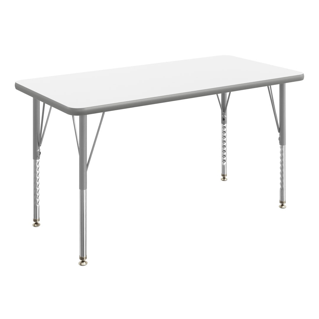 Wren 48" x 24" Adjustable Height Activity Table, Thermal Laminate Top, Short Legs, White