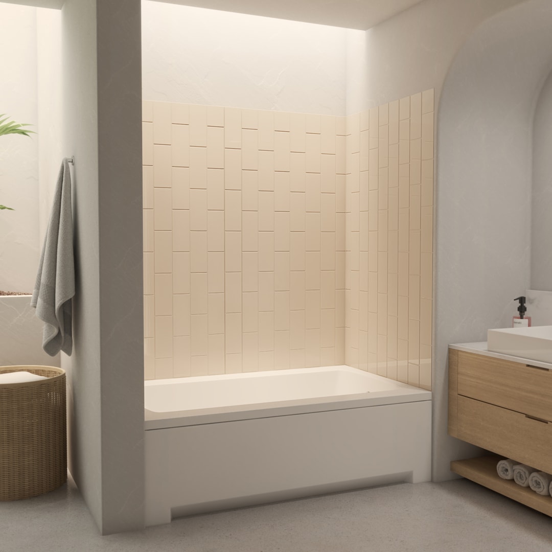 DreamLine QWALL-VS 56 - 60 inch W x 36 inch D x 62 inch H Acrylic Wall Kit in Biscuit